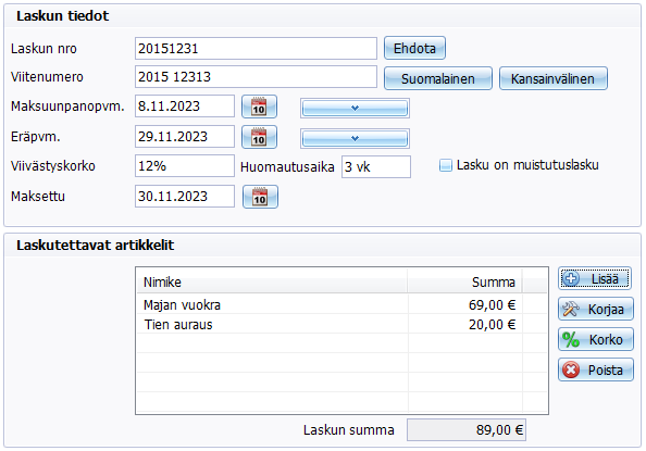 Metsästysseuran laskut