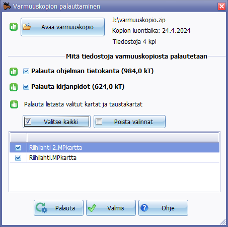 Metsänpoika - varmuuskopiointi