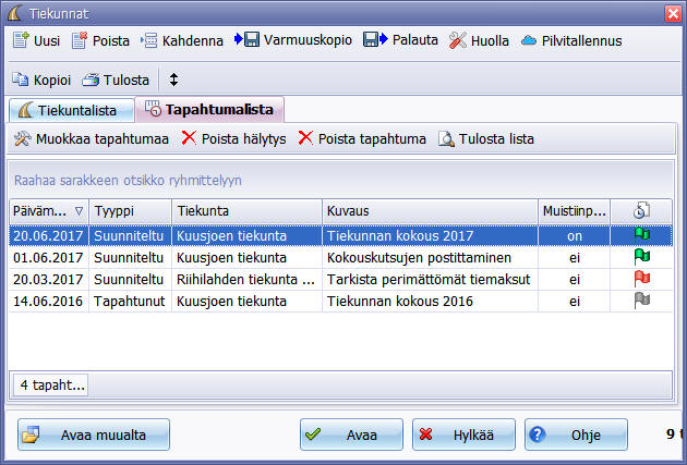 Tiekunnan tapahtumat